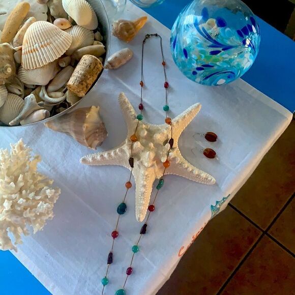 Necklace and Earrings Earth Tone Stone - Picture 2 of 5